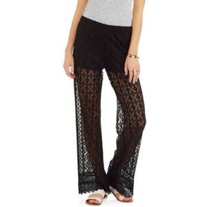 No Boundaries Juniors Soft Crochet Hem-Lace Pants